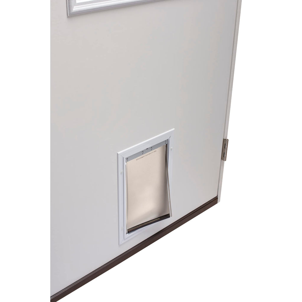 Steel Primed Left Hand In-Swing Prehung Front Door with Pet Door Clear Glass 36" x 80" N483168