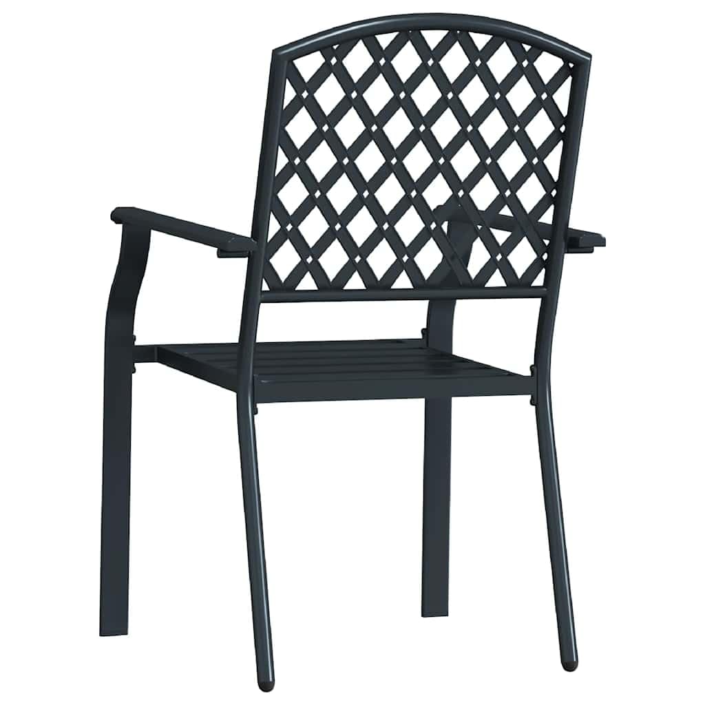 Anthracite Metal Stacking Outdoor Chairs Set of 2 B7030