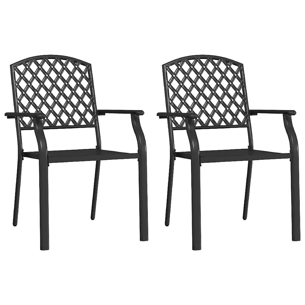 Anthracite Metal Stacking Outdoor Chairs Set of 2 B7030