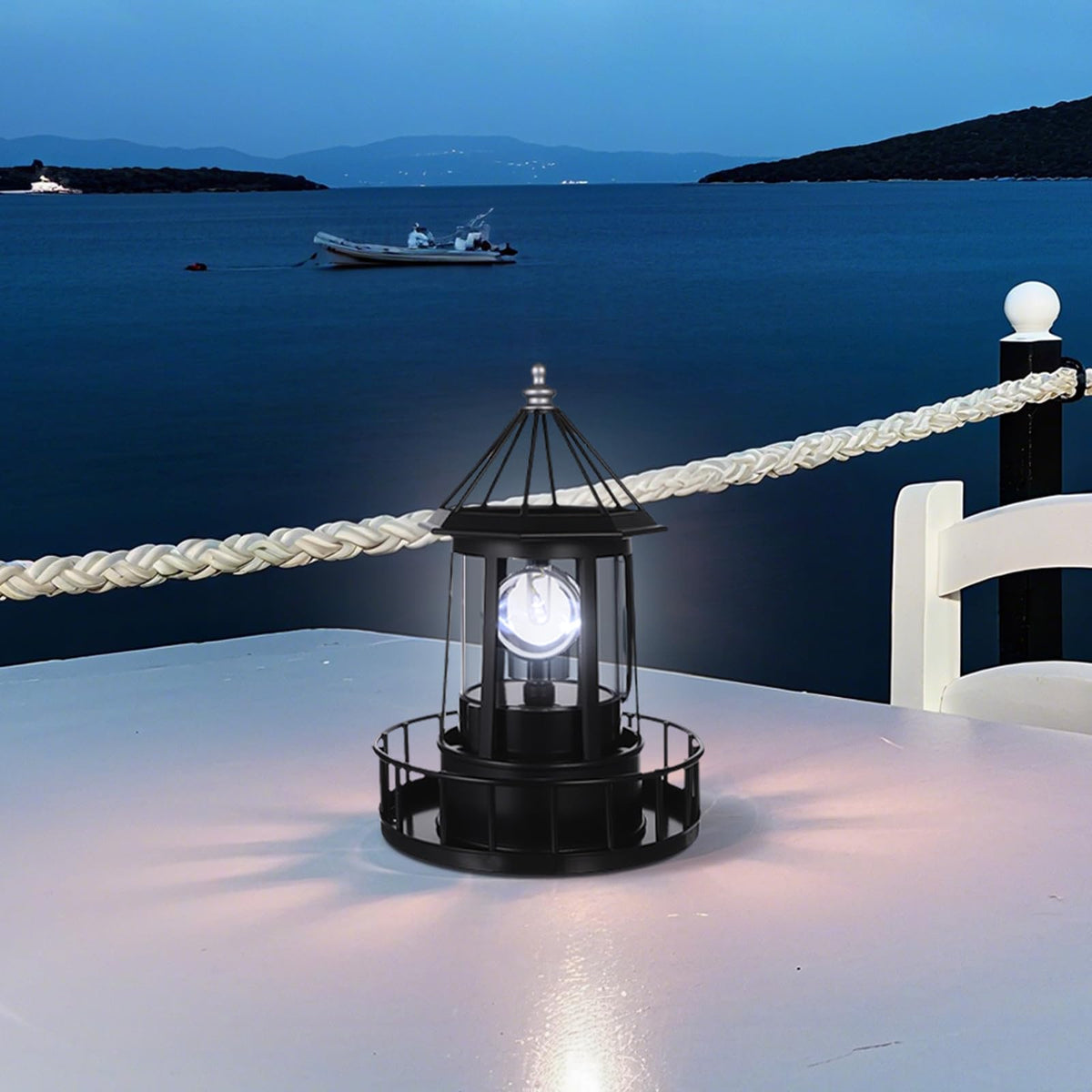 Solar Powered Rotating Lighthouse Decor Lamp K1367