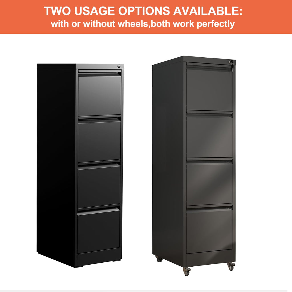 4 Drawer Black Metal File Cabinet with Lock C762