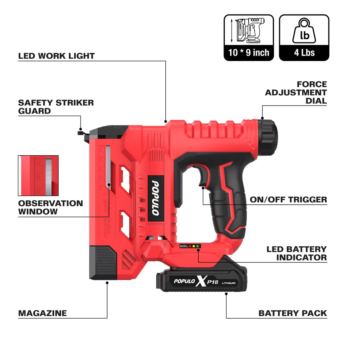18 Gauge 2 In 1 Cordless Brad Nailer Stapler B987698