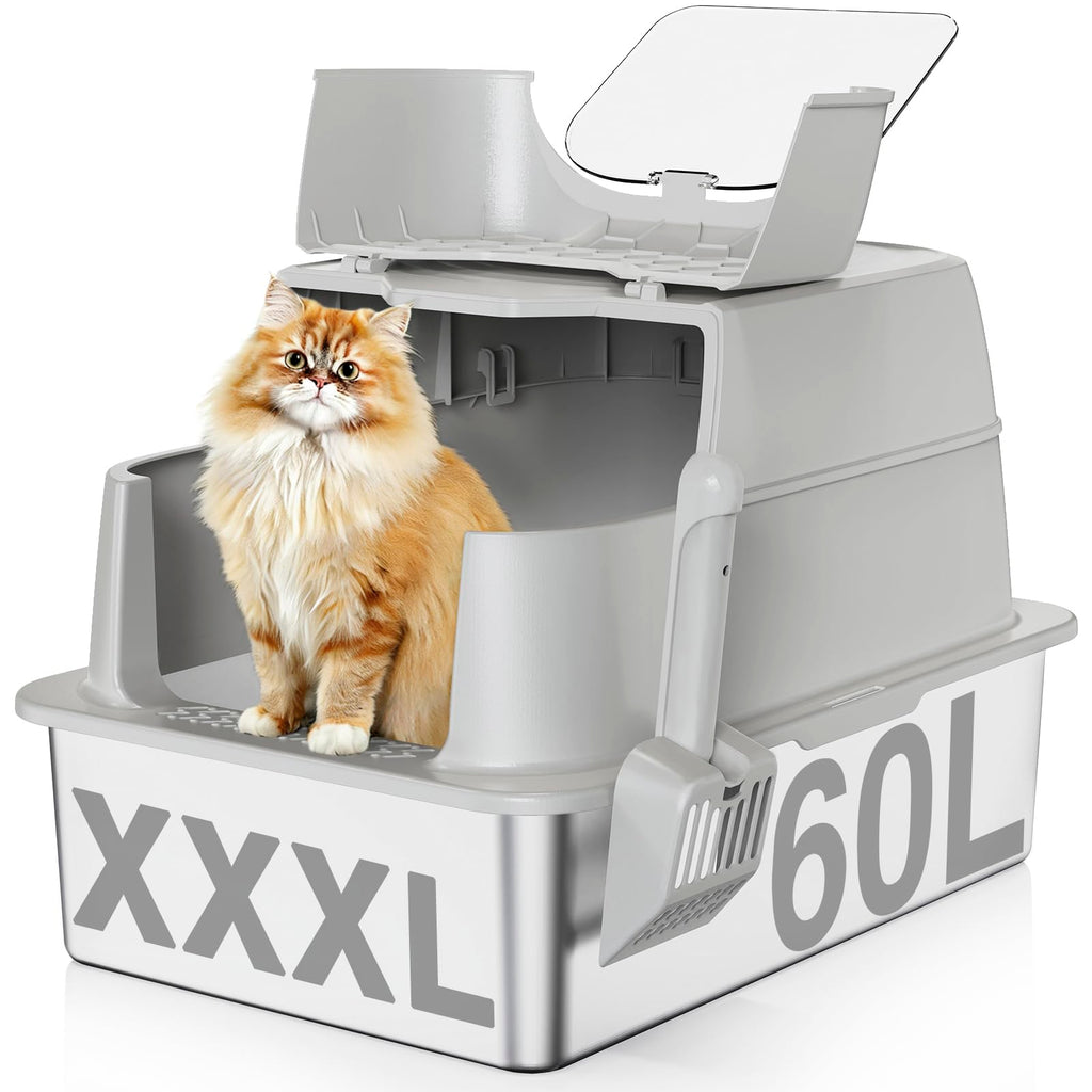XXXL Stainless Steel Cat Litter Box with Lid J89021
