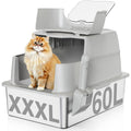 XXXL Stainless Steel Cat Litter Box with Lid J89021