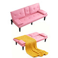 67" Convertible Futon Sofa Bed with 2 Cup Holders Y95258
