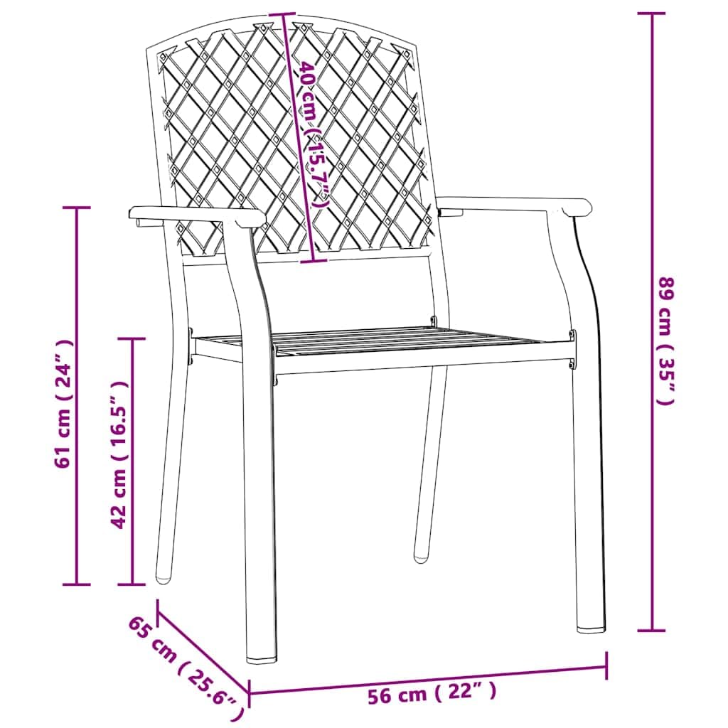 Anthracite Metal Stacking Outdoor Chairs Set of 2 B7030