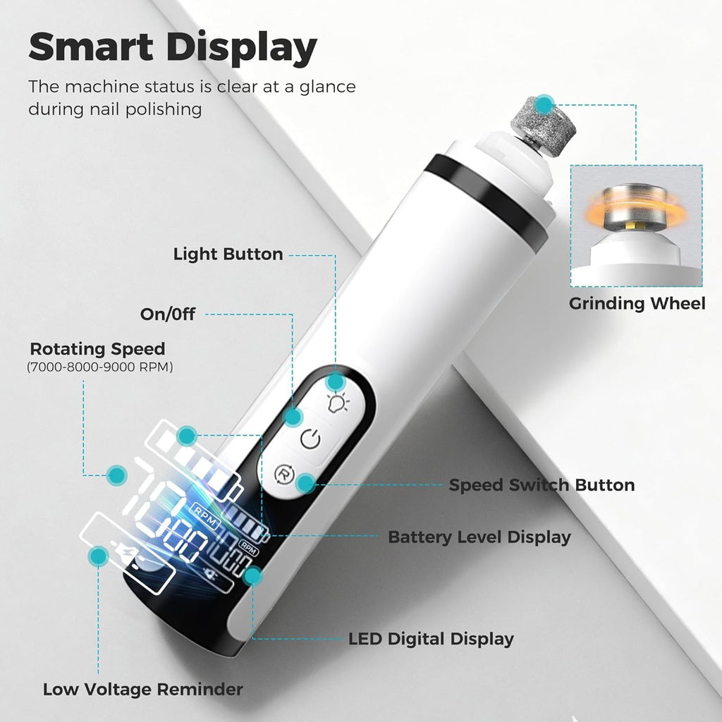 Ultra Quiet Dog Nail Grinder with Dual LED Lights A12512