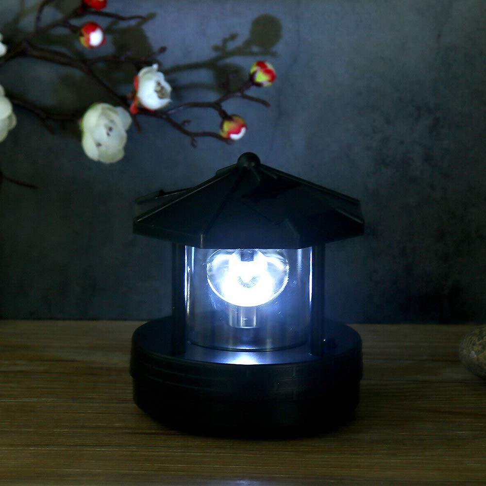Solar Lighthouse with 360° Rotating Beacon, Waterproof Outdoor Decorative Lamp J5871