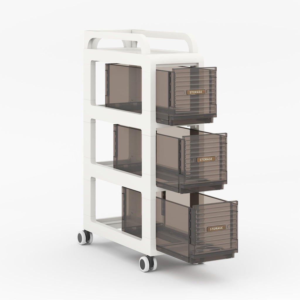 7.87" Wide Slim Bathroom Storage with Drawers and Wheels D886093