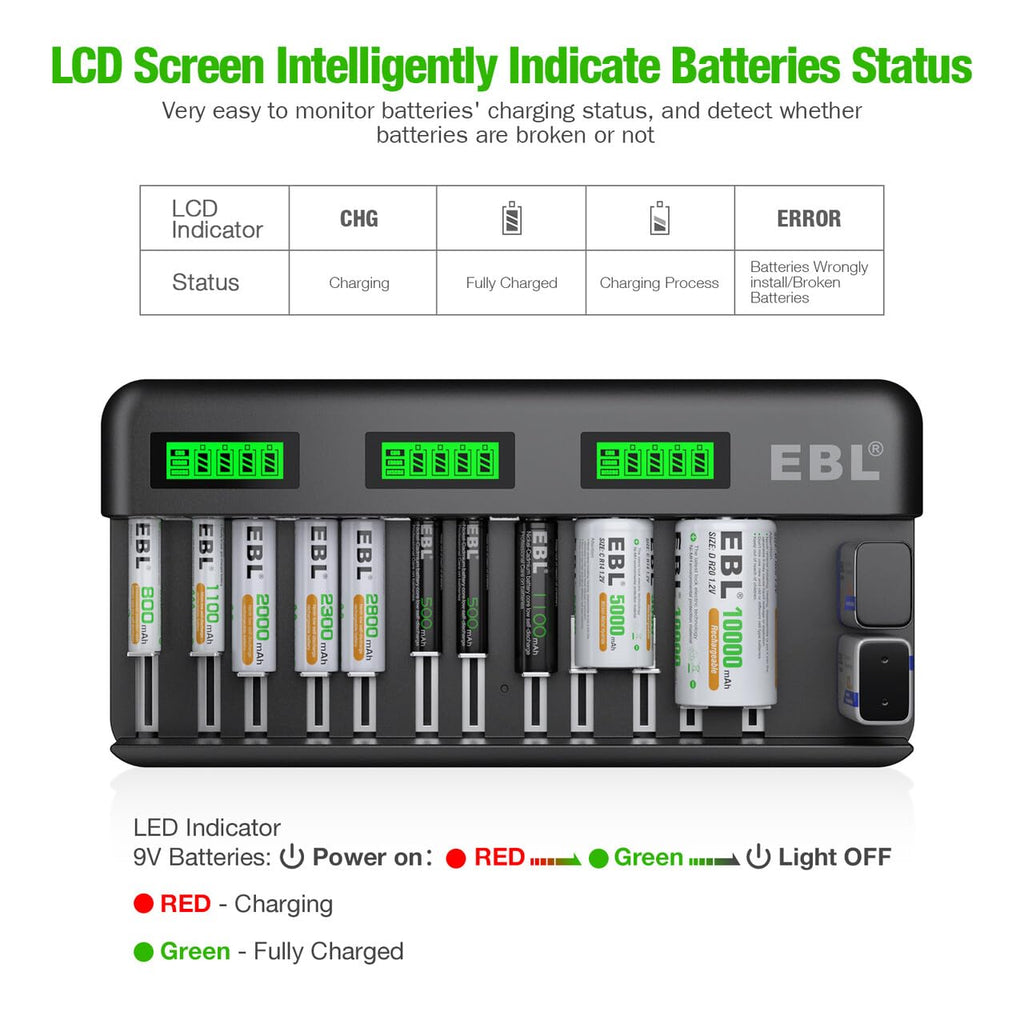 12+2 Bay Universal Rechargeable Battery Charger C9851