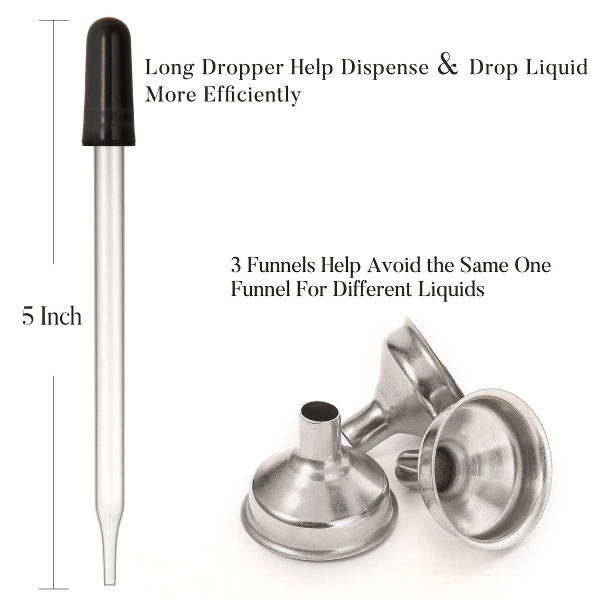 2 oz Amber Glass Dropper Bottle with Funnels R8948