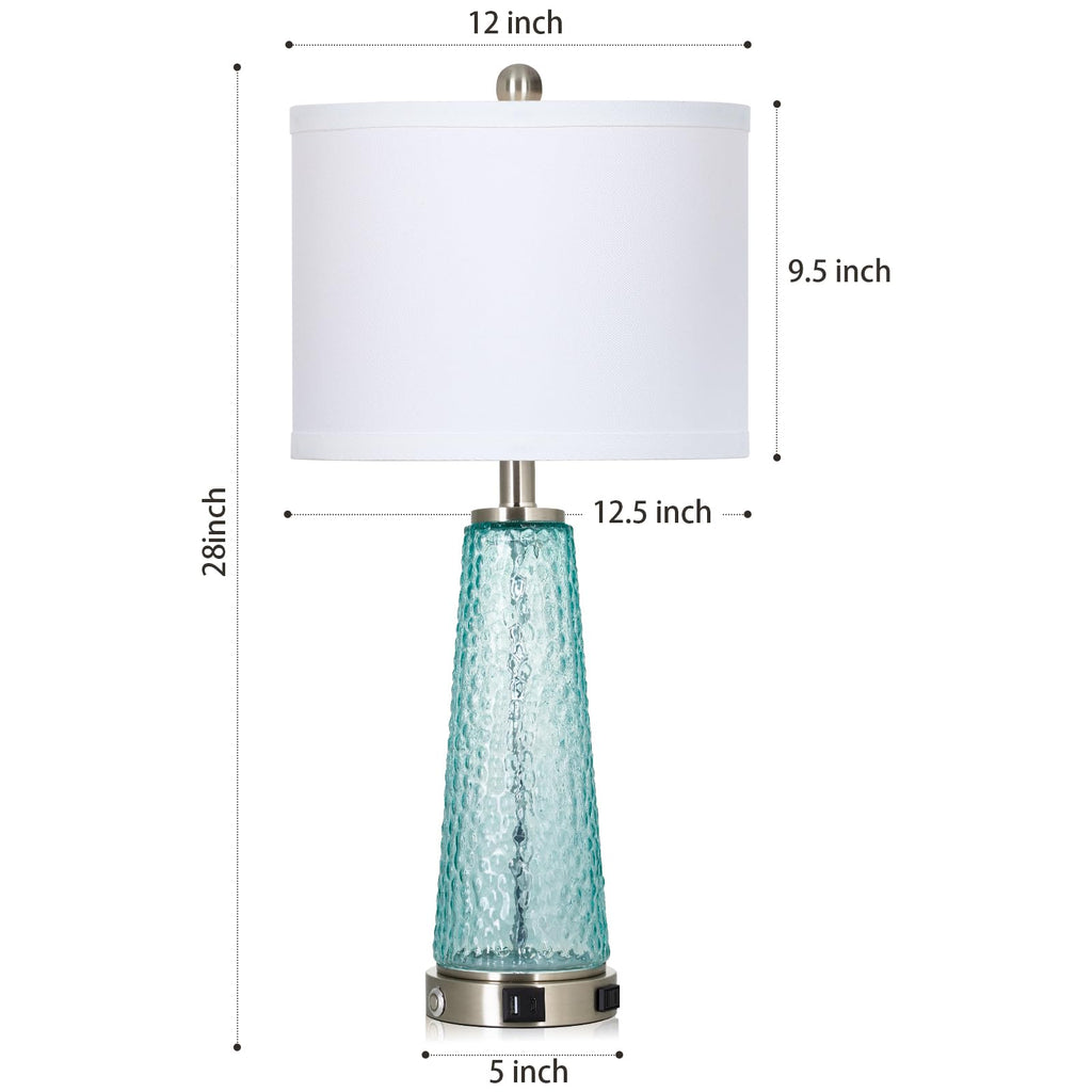 26" Glass Table Lamps with USB A+C Ports & Outlet C477731