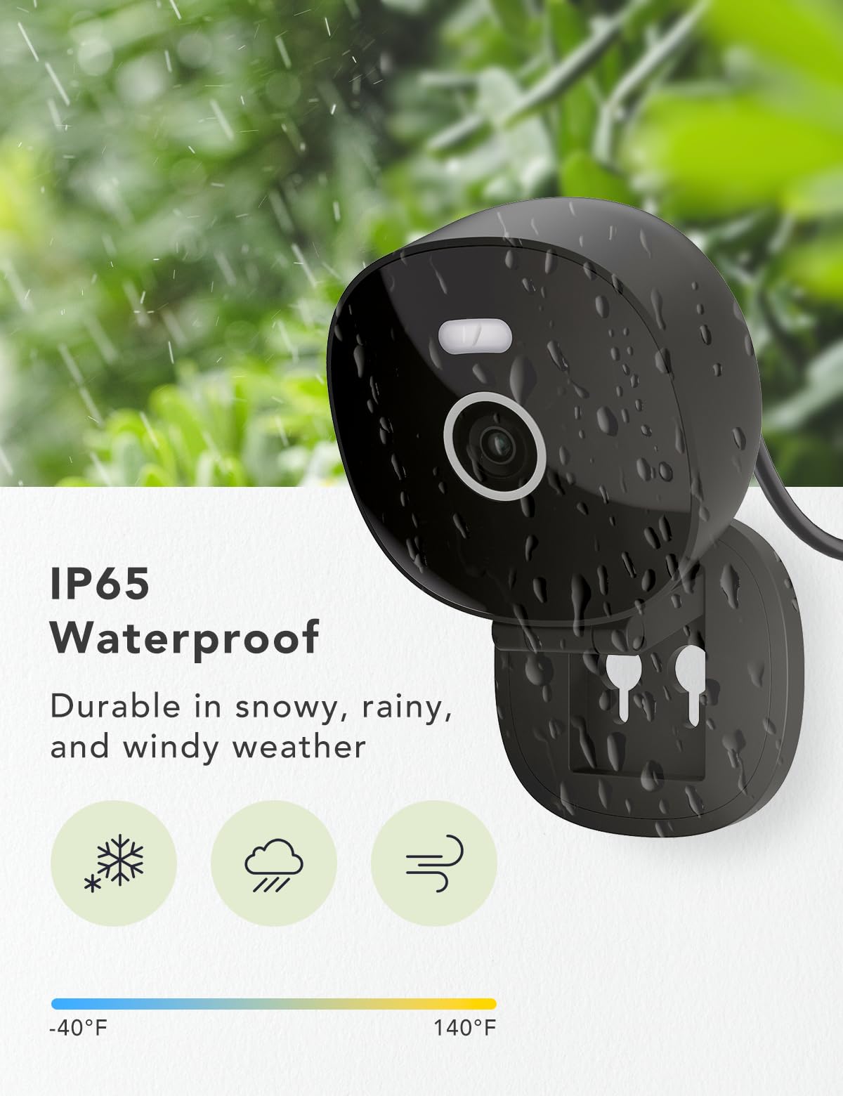 2K Wired Security Camera, Indoor/Outdoor, IP65 Waterproof Color Night Vision, Black O662