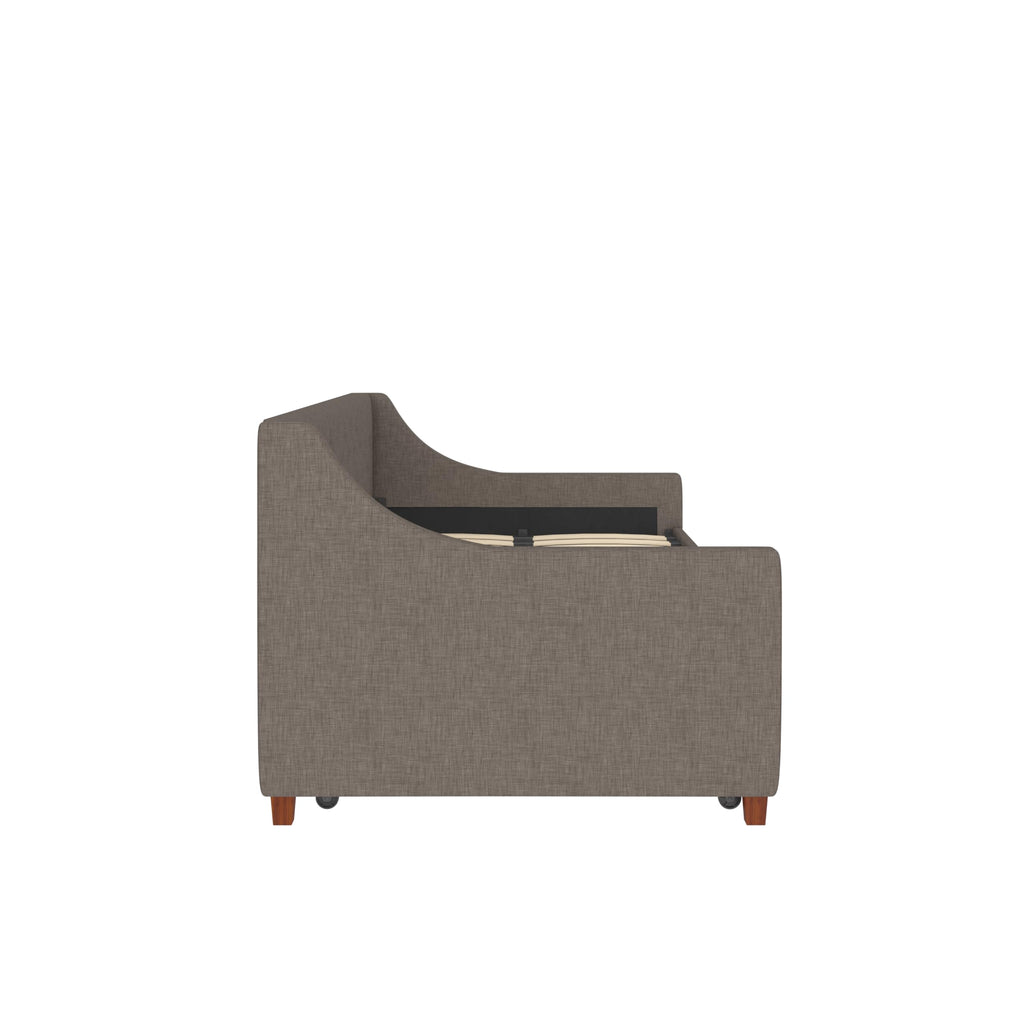 Grey Linen Twin over Twin Upholstered Daybed and Trundle Y887885