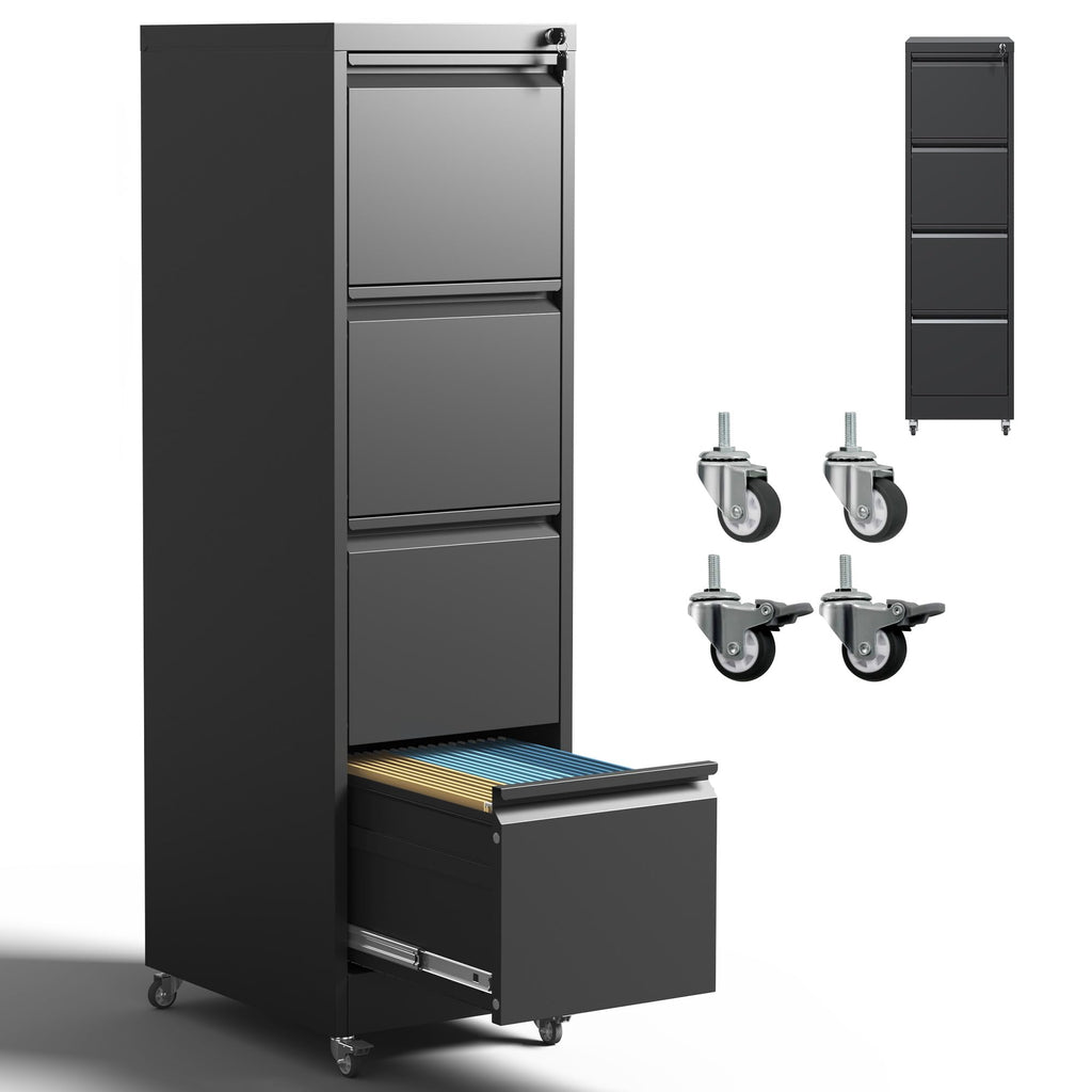 4 Drawer Black Metal File Cabinet with Lock C762