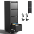 4 Drawer Black Metal File Cabinet with Lock C762