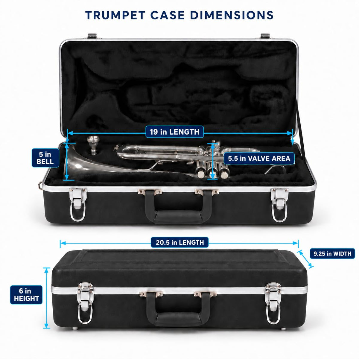 Lightweight ABS Hard Case for Bb Trumpet, Black C473