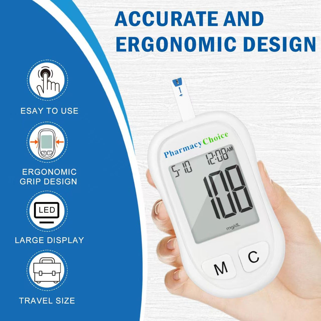 Blood Glucose Monitor Kit, 100 Strips, Meter, Lancing Device U36915