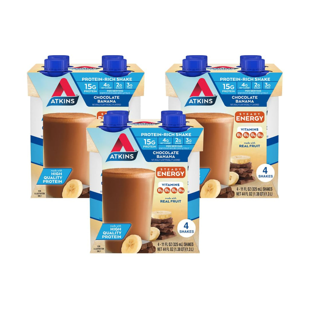 Chocolate Banana Protein Shake, 15g Protein, 2g Net Carb, 12 Count H4099