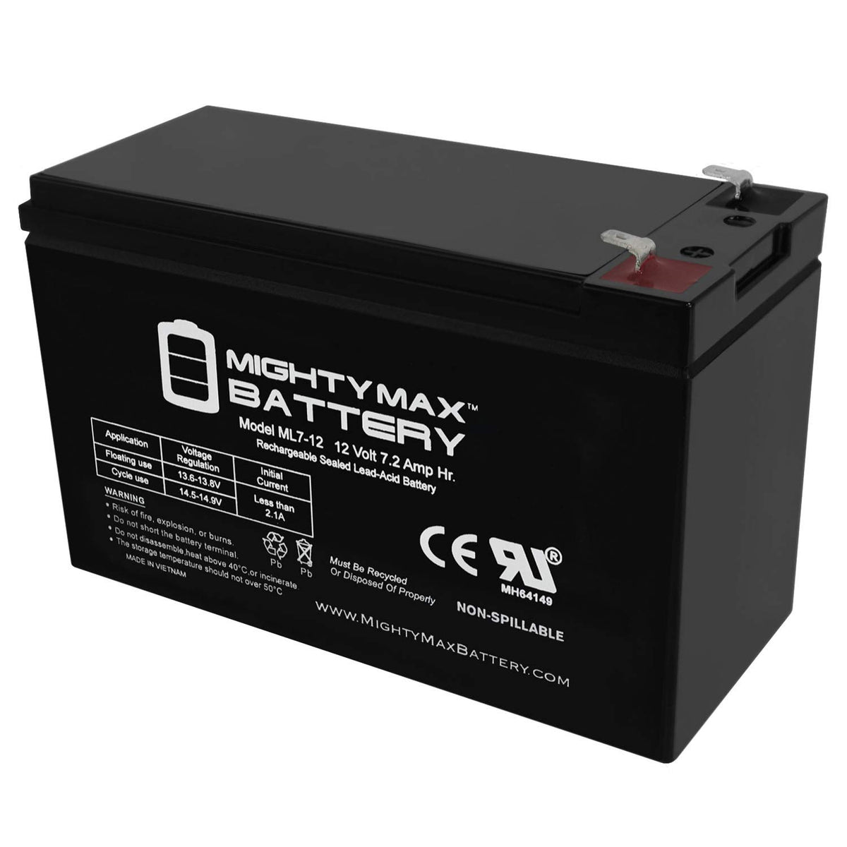 12 Volt 7.2 AH SLA Battery G477026