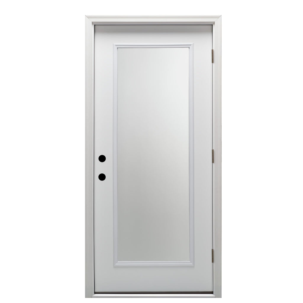Primed Left Hand Outswing Full Lite Clear Glass Prehung Door X9372