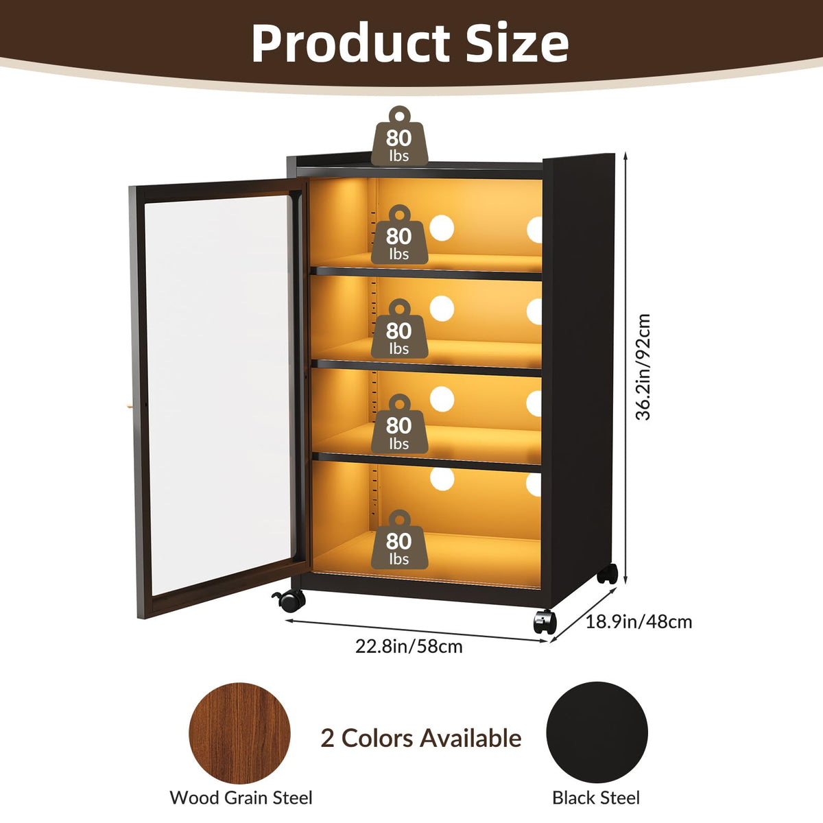 Black Media Cabinet with Glass Door U95518