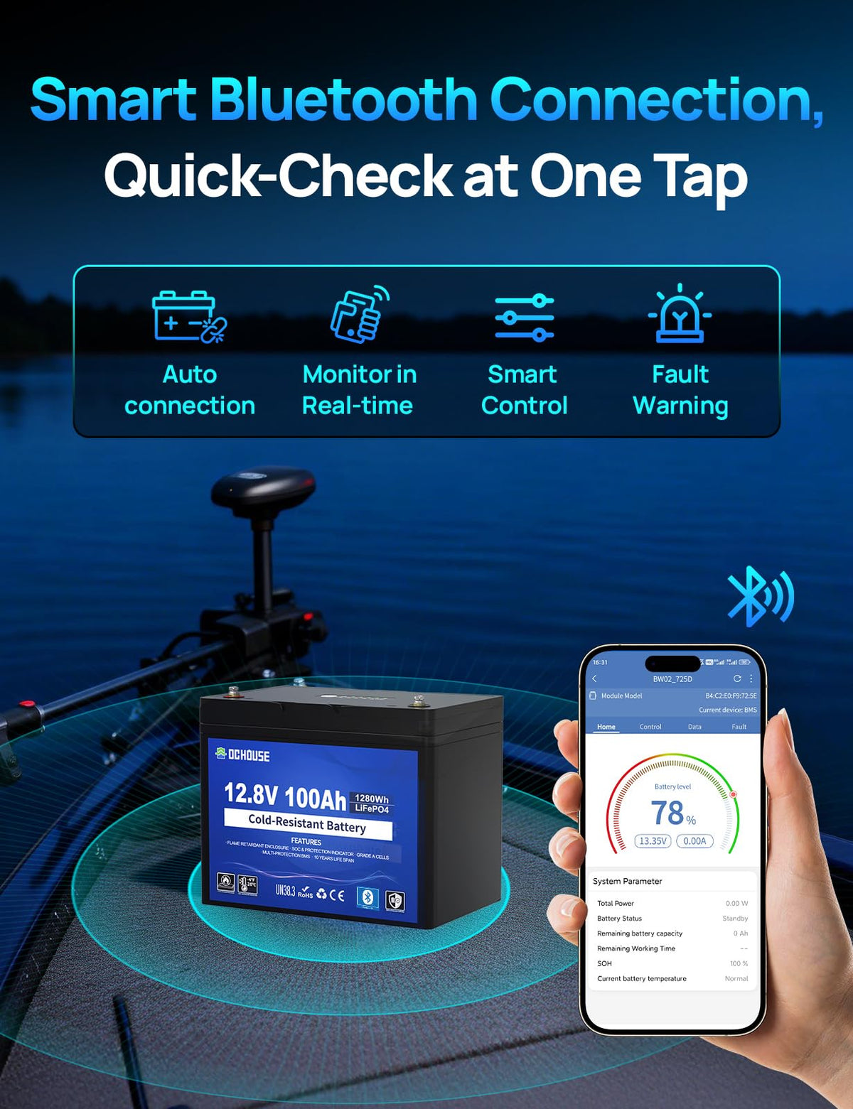 12V 100AH Cold-Resistant Lithium Trolling Motor Battery R45907