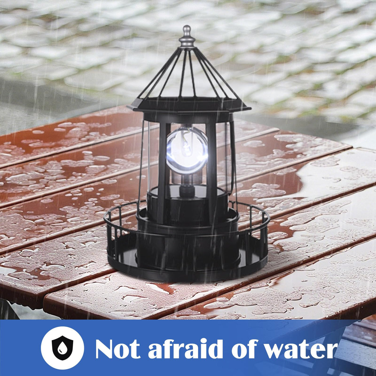 Solar Powered Rotating Lighthouse Decor Lamp K1367
