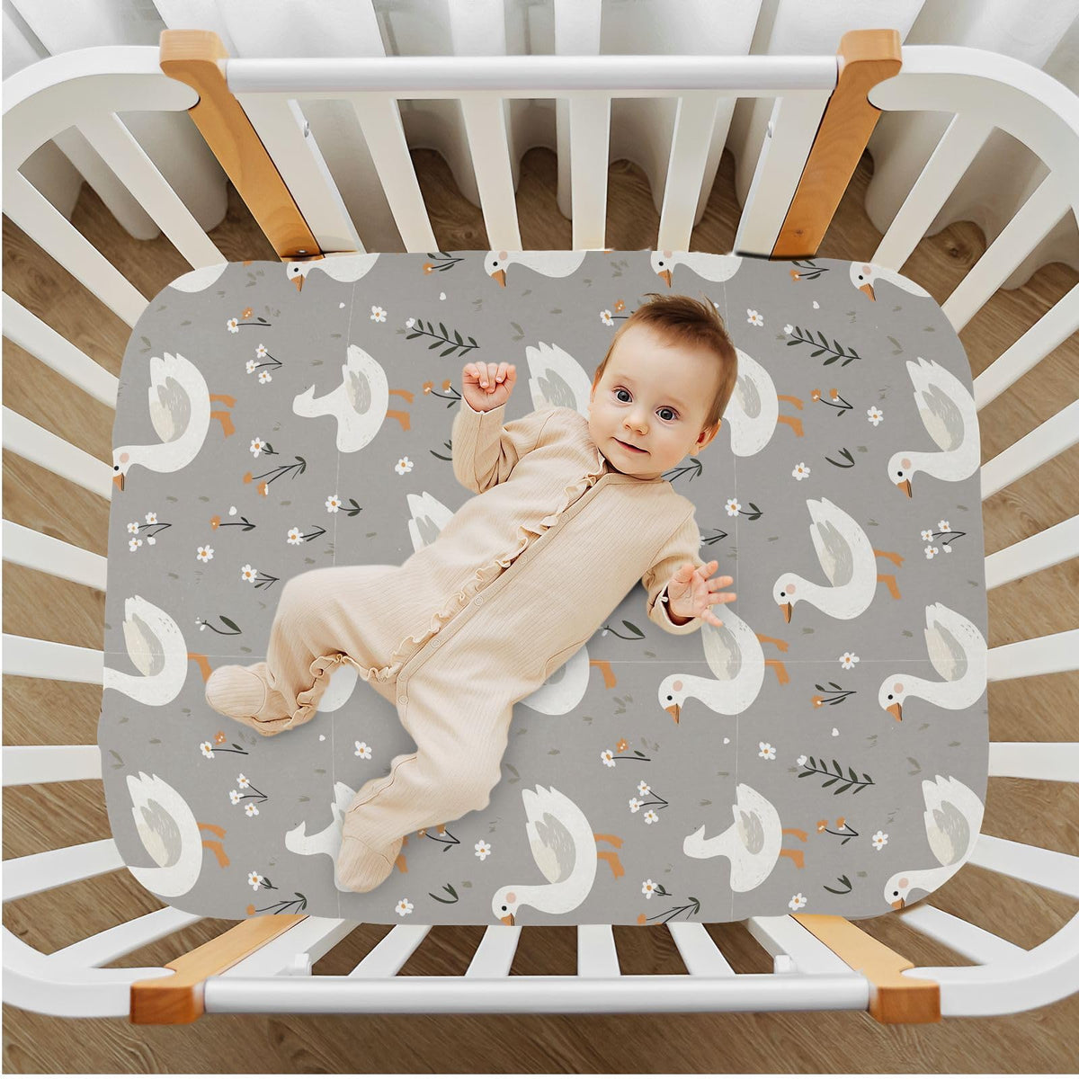 Soft Breathable Microfiber Crib Sheet Fits Standard Size Crib Mattress J11838