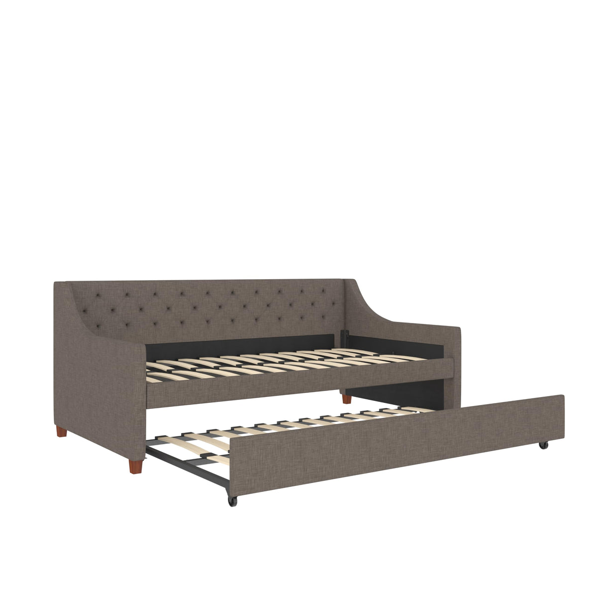 Grey Linen Twin over Twin Upholstered Daybed and Trundle Y887885