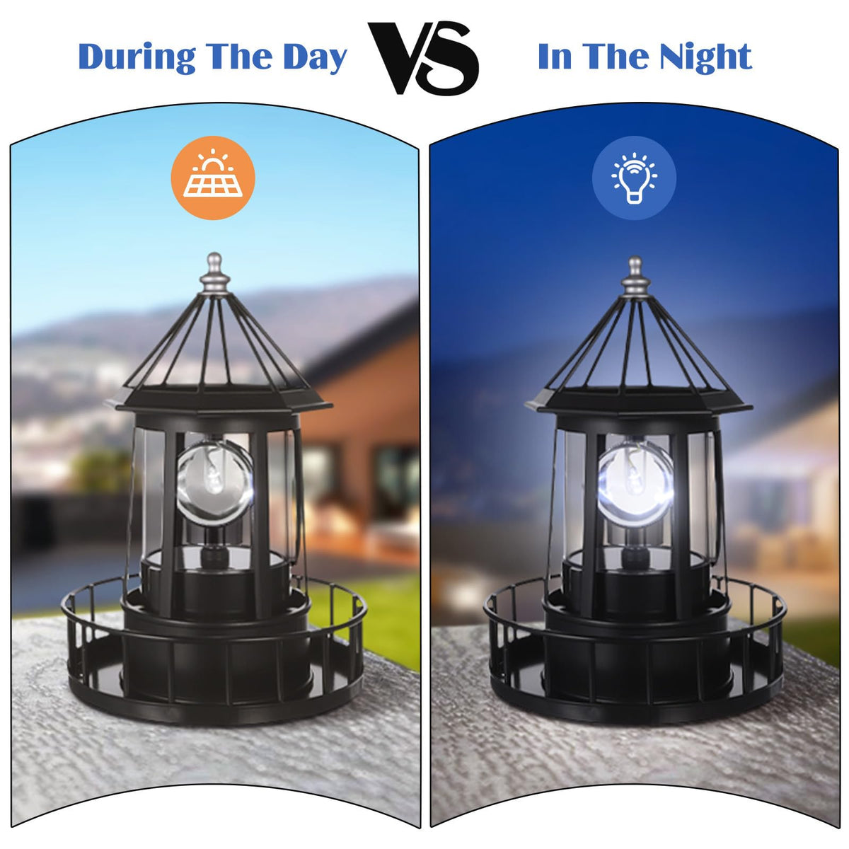 Solar Powered Rotating Lighthouse Decor Lamp K1367