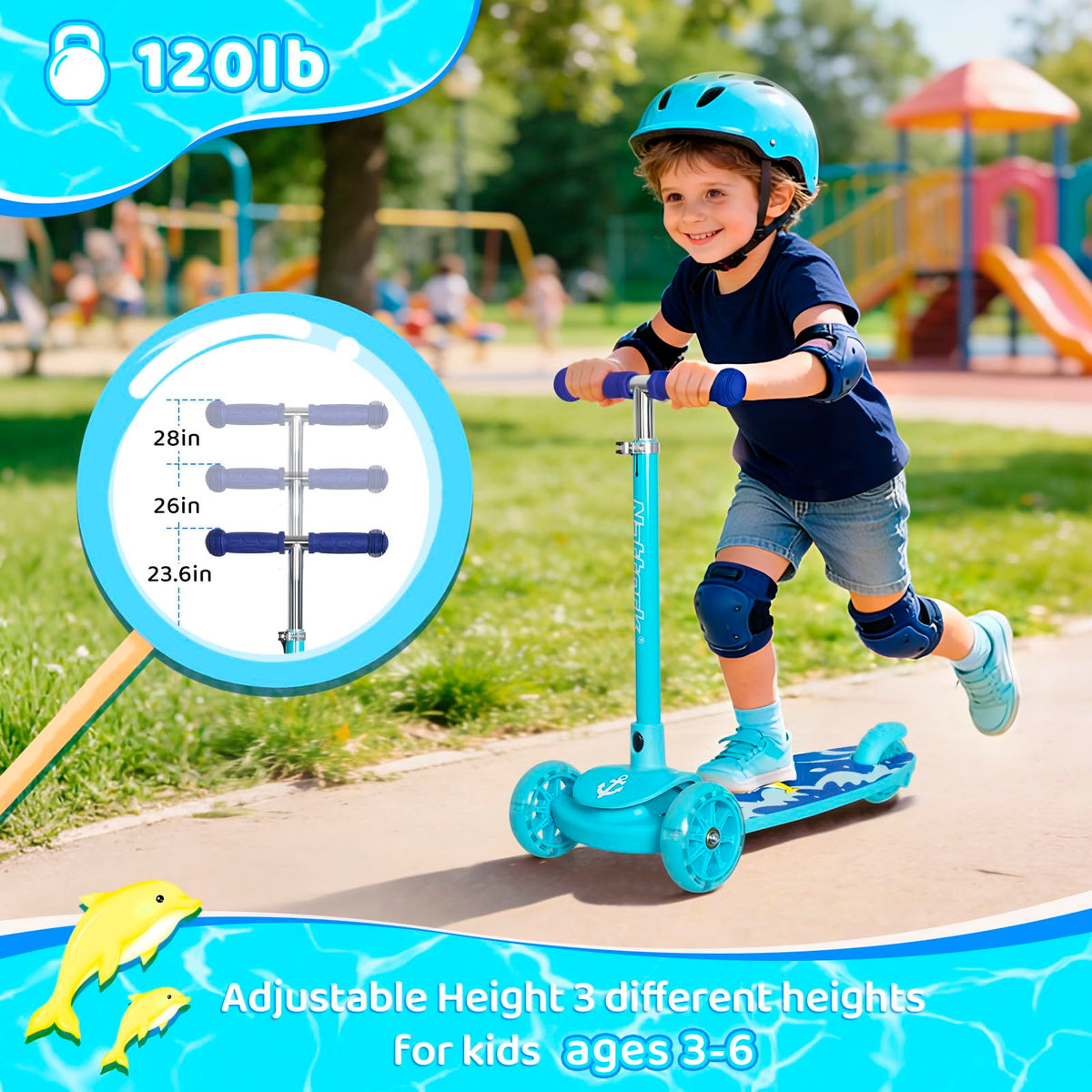 3-Wheel Toddler Kick Scooter with Light-Up Wheels E2159
