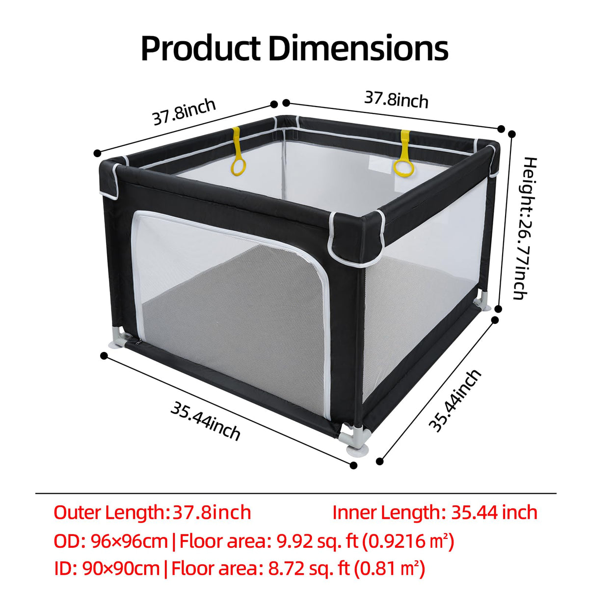 Baby Playpen with Mesh and Anti-Slip Base B491