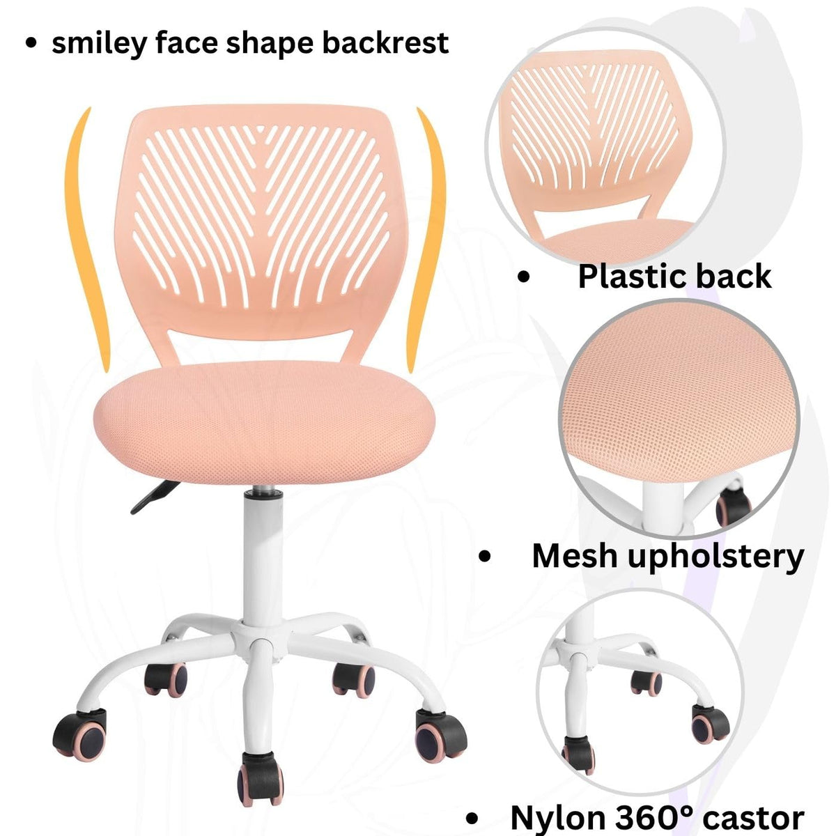 Orange Mesh Height Adjustable Swivel Desk Chair X891549