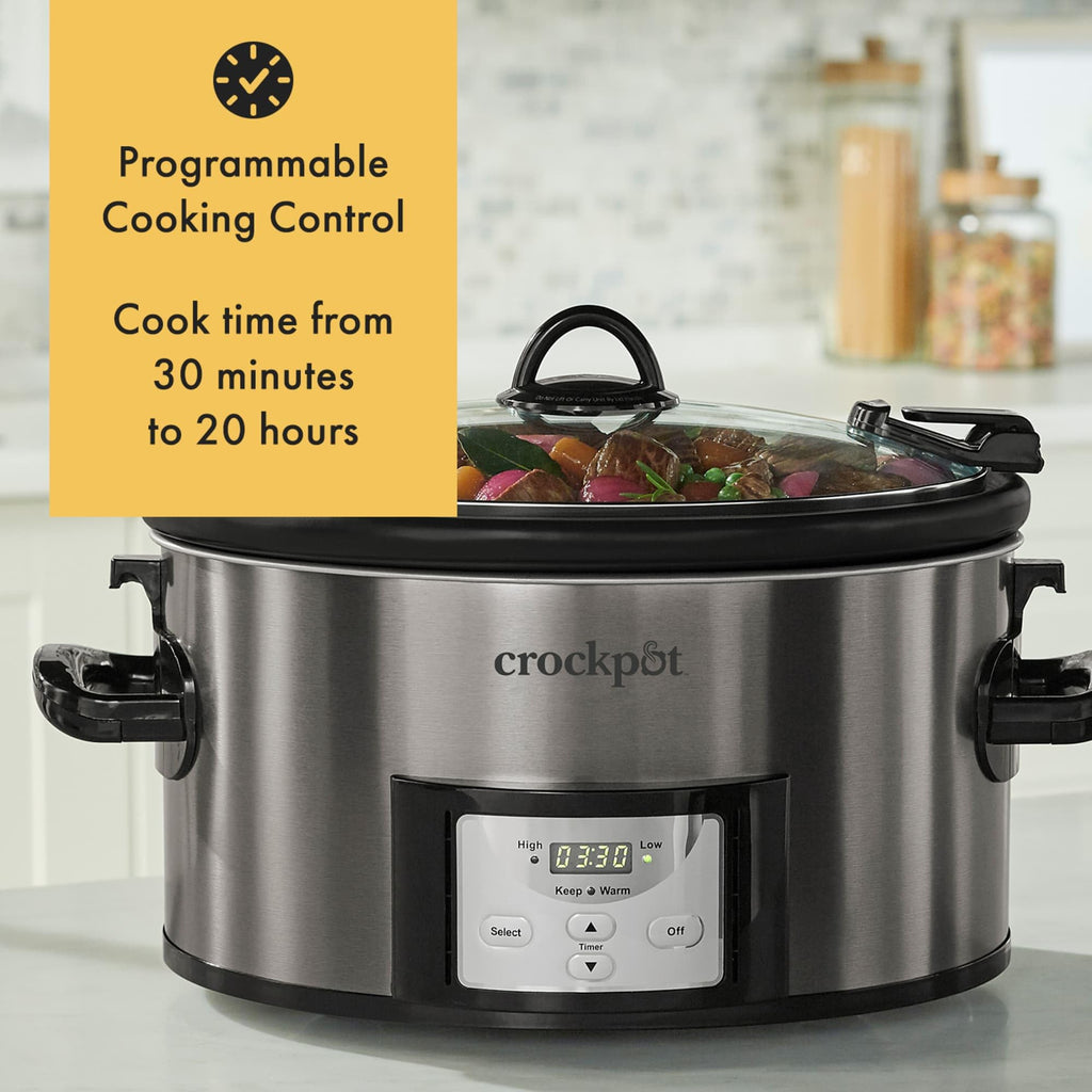 Programmable Slow Cooker, Stainless Steel, 6 Quart Oval D8173