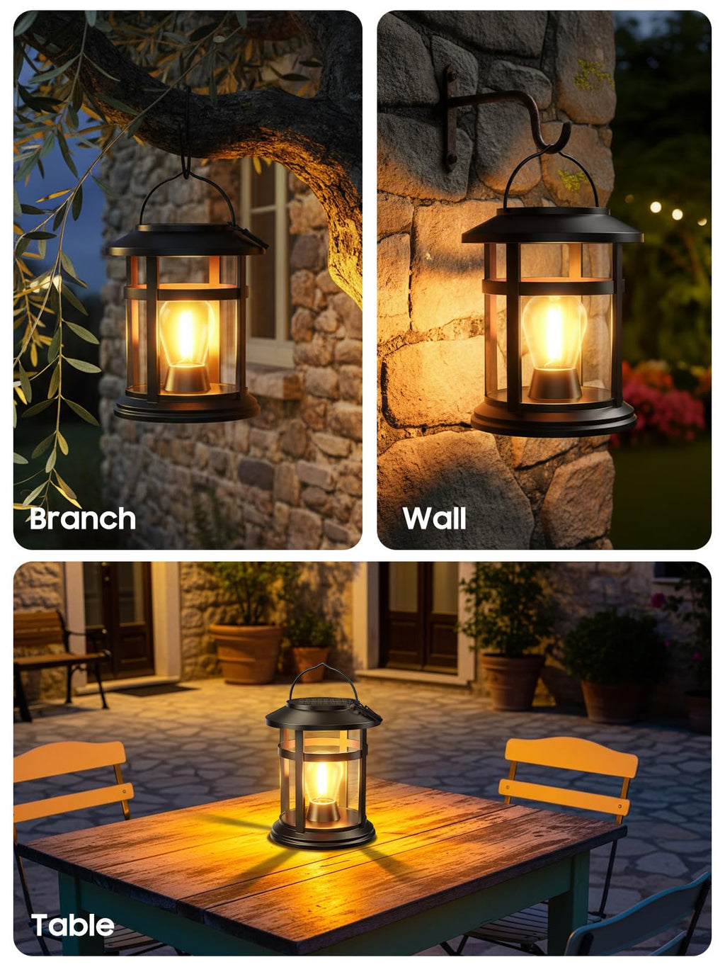2 Pack Waterproof Solar Lantern Outdoor T783998