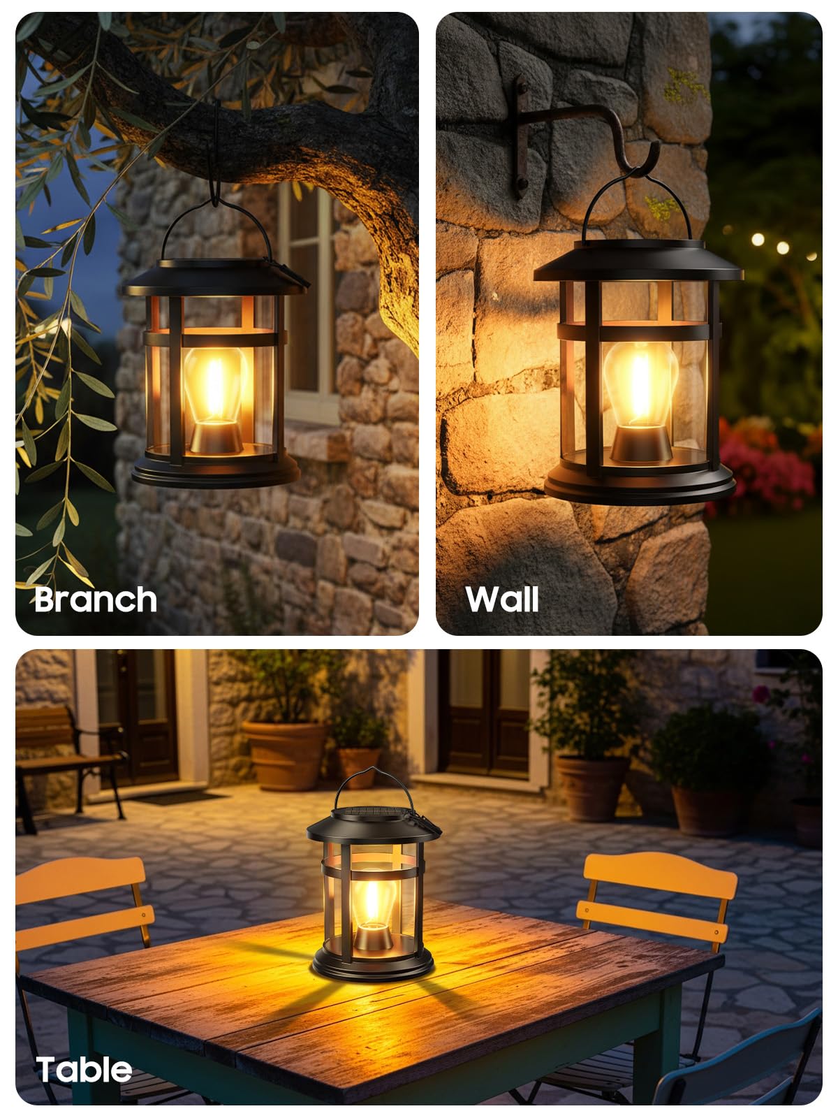 2 Pack Waterproof Solar Lantern Outdoor T783998