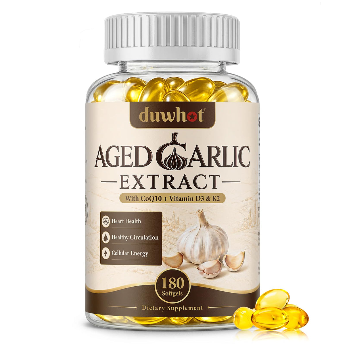 Aged Garlic Extract Capsules, 180 Softgels E479