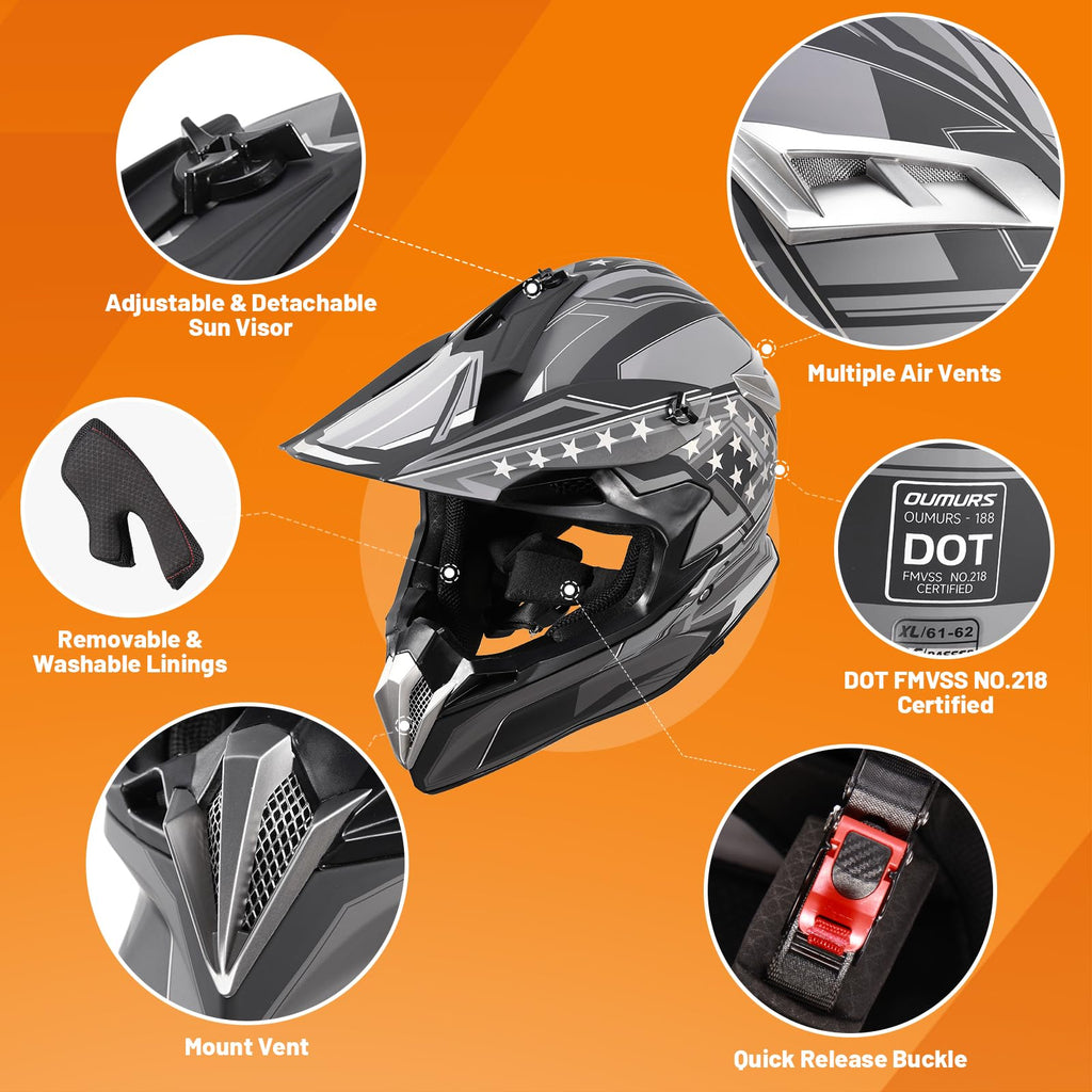 DOT Approved Full Face Motocross Helmet I6551