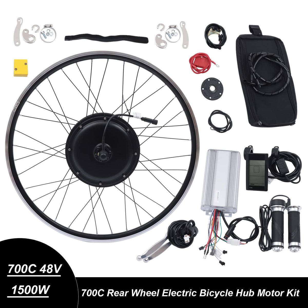 48V 1500W 700C Rear Wheel Electric Bike Conversion Kit with LCD Display R345