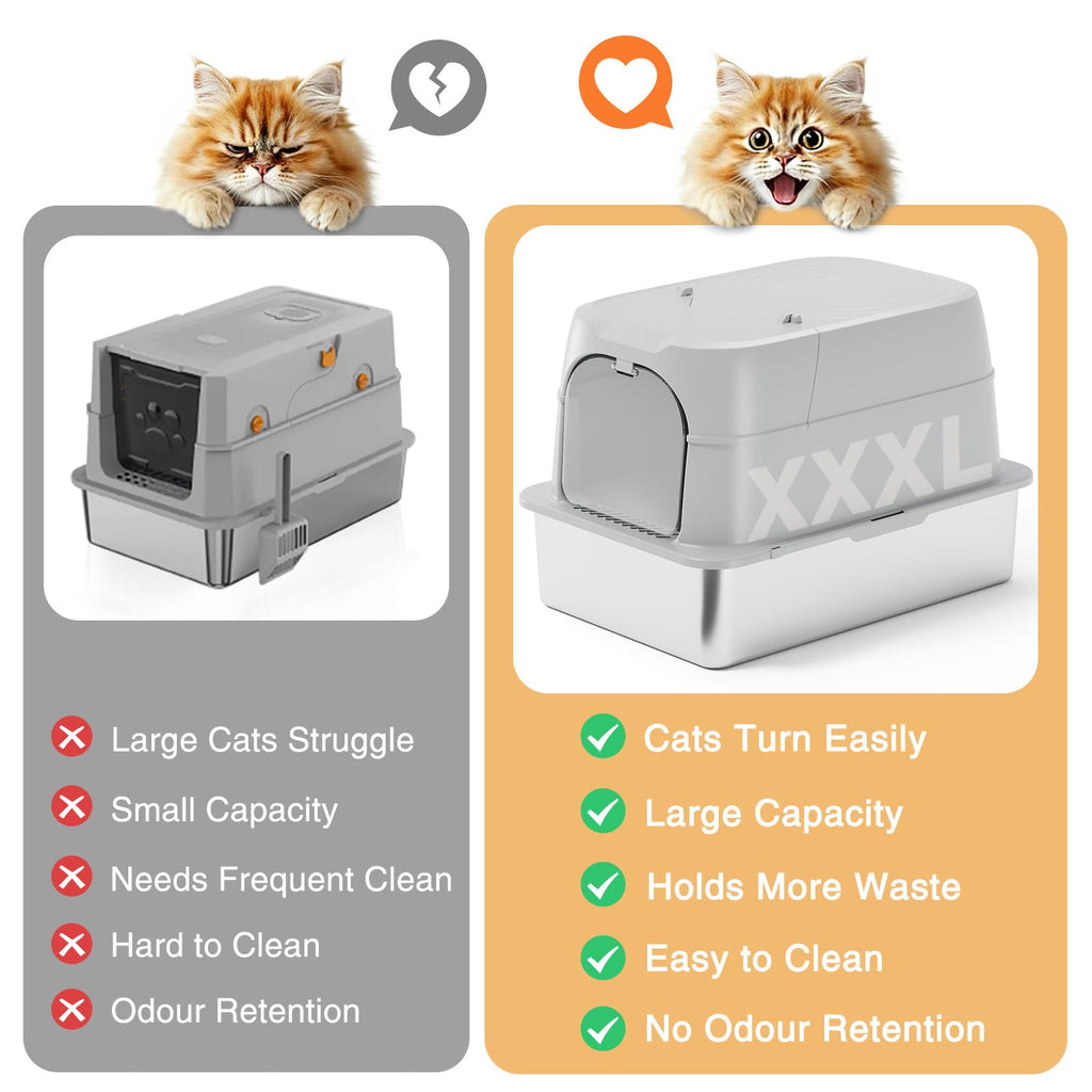 XXXL Stainless Steel Cat Litter Box with Lid J89021