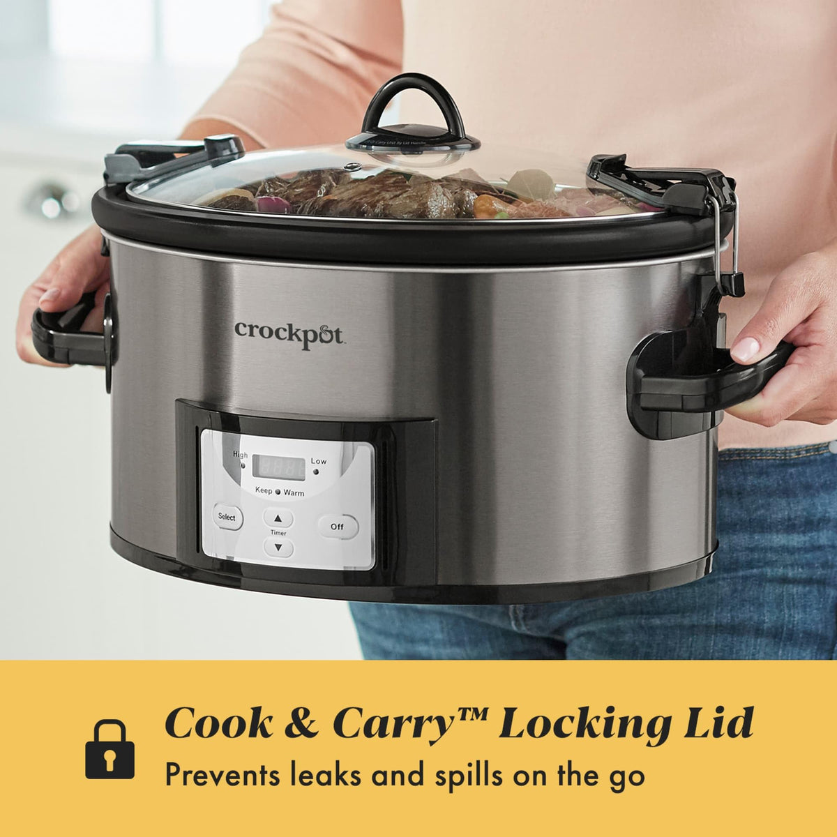 Programmable Slow Cooker, Stainless Steel, 6 Quart Oval D8173