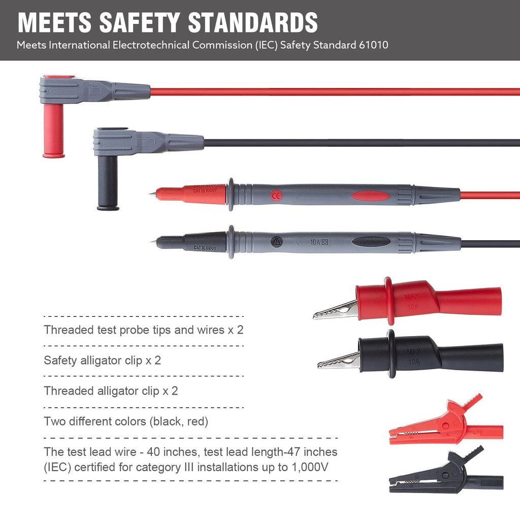 Silicone Multimeter Test Leads with Alligator Clips R116821