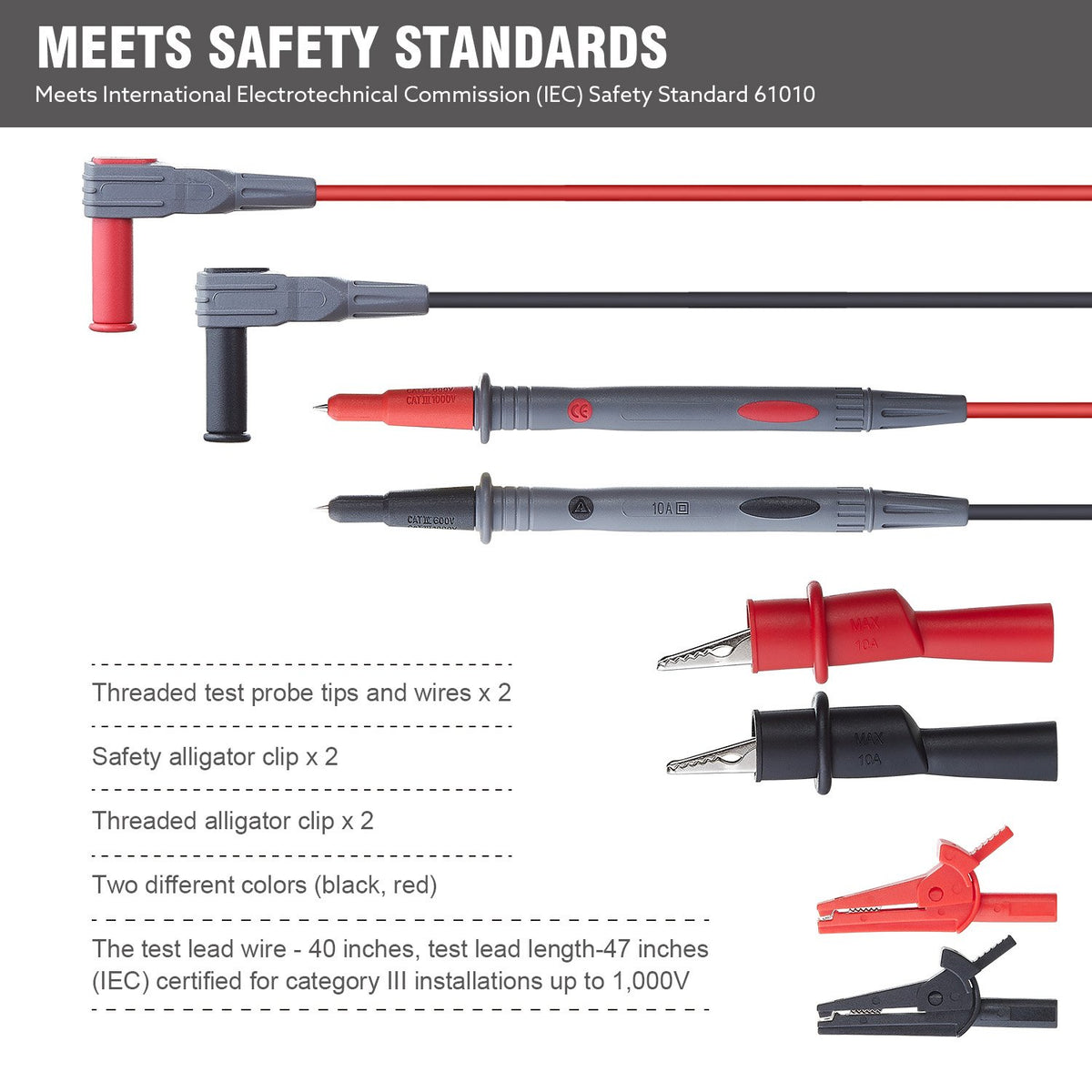 Silicone Multimeter Test Leads with Alligator Clips R116821