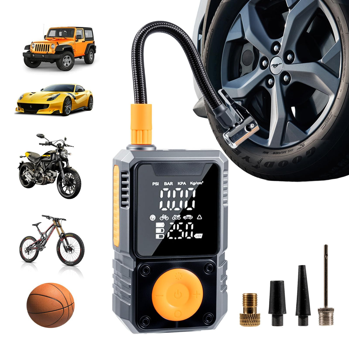 Portable 150PSI Cordless Tire Inflator with Pressure Gauge E712805
