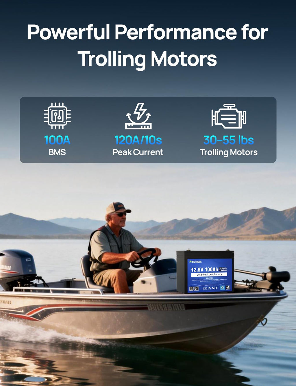 12V 100AH Cold-Resistant Lithium Trolling Motor Battery R45907