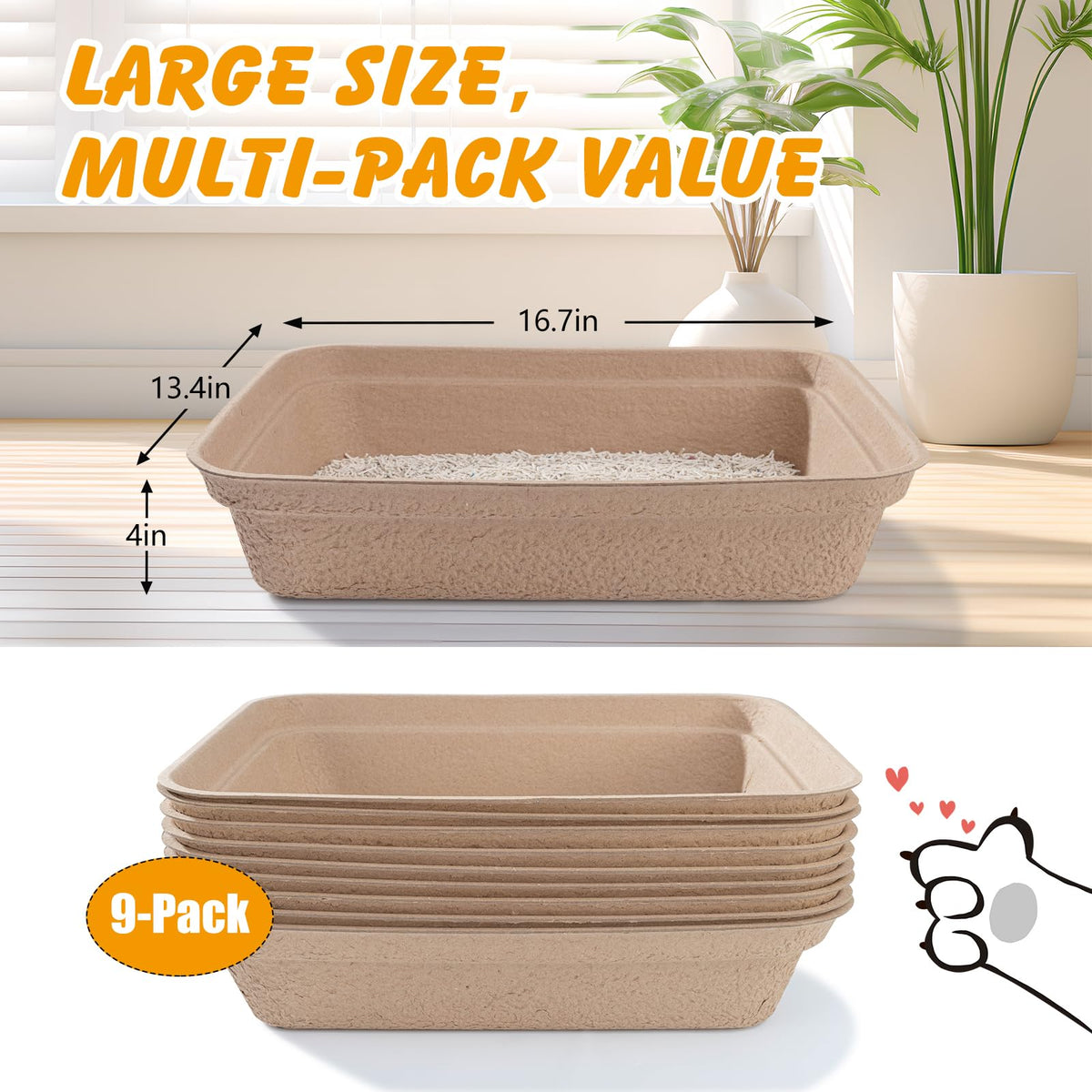 Disposable Cat Litter Box 9-Pack I6202