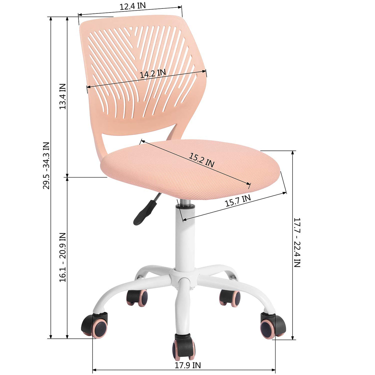 Orange Mesh Height Adjustable Swivel Desk Chair X891549
