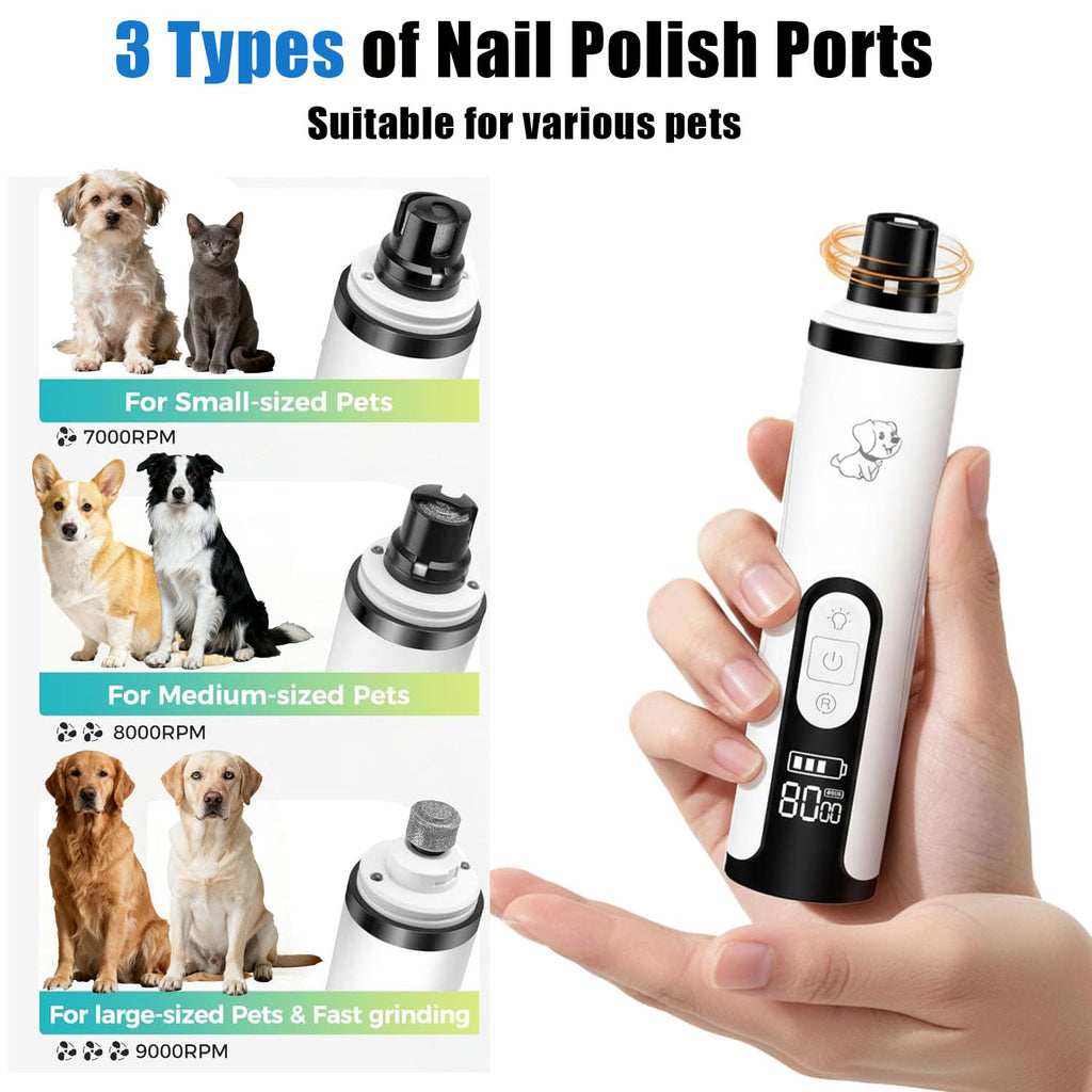 Ultra Quiet Dog Nail Grinder with Dual LED Lights A12512