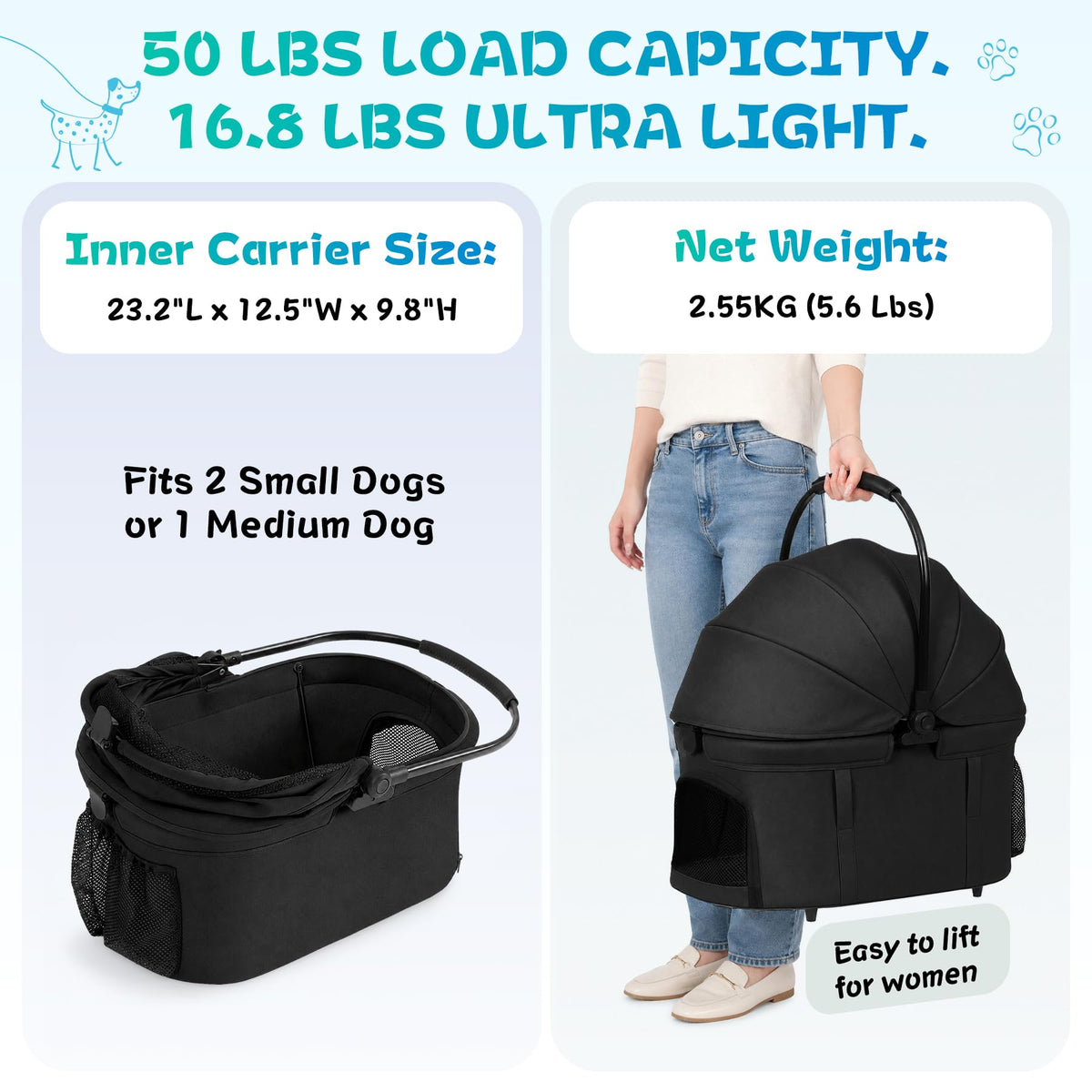 3-in-1 Pet Stroller Black M320001